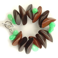 Chrysoprase & Wood Chunky Bracelet